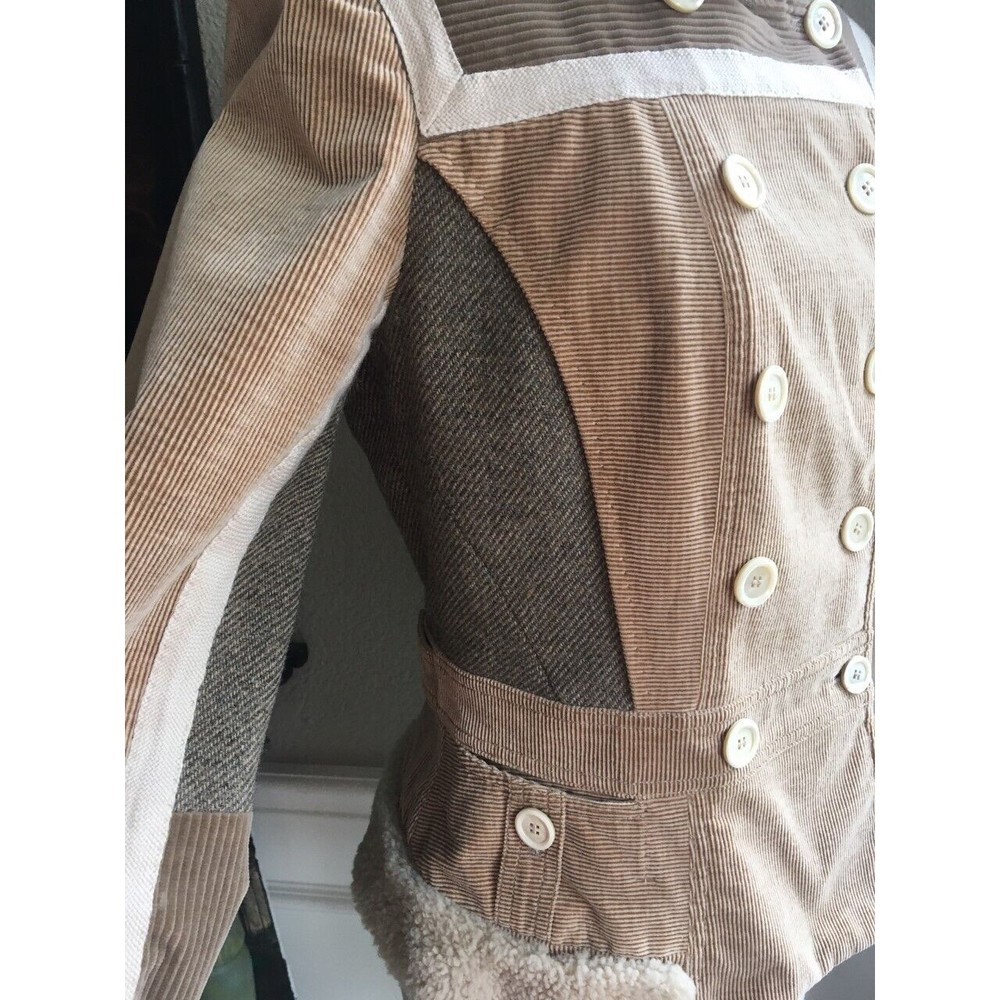 EUC LOUIS VUITTON Light Brown Corduroy Fur Trim Peacoat Jacket  38 / 6 - Picture 3 of 8